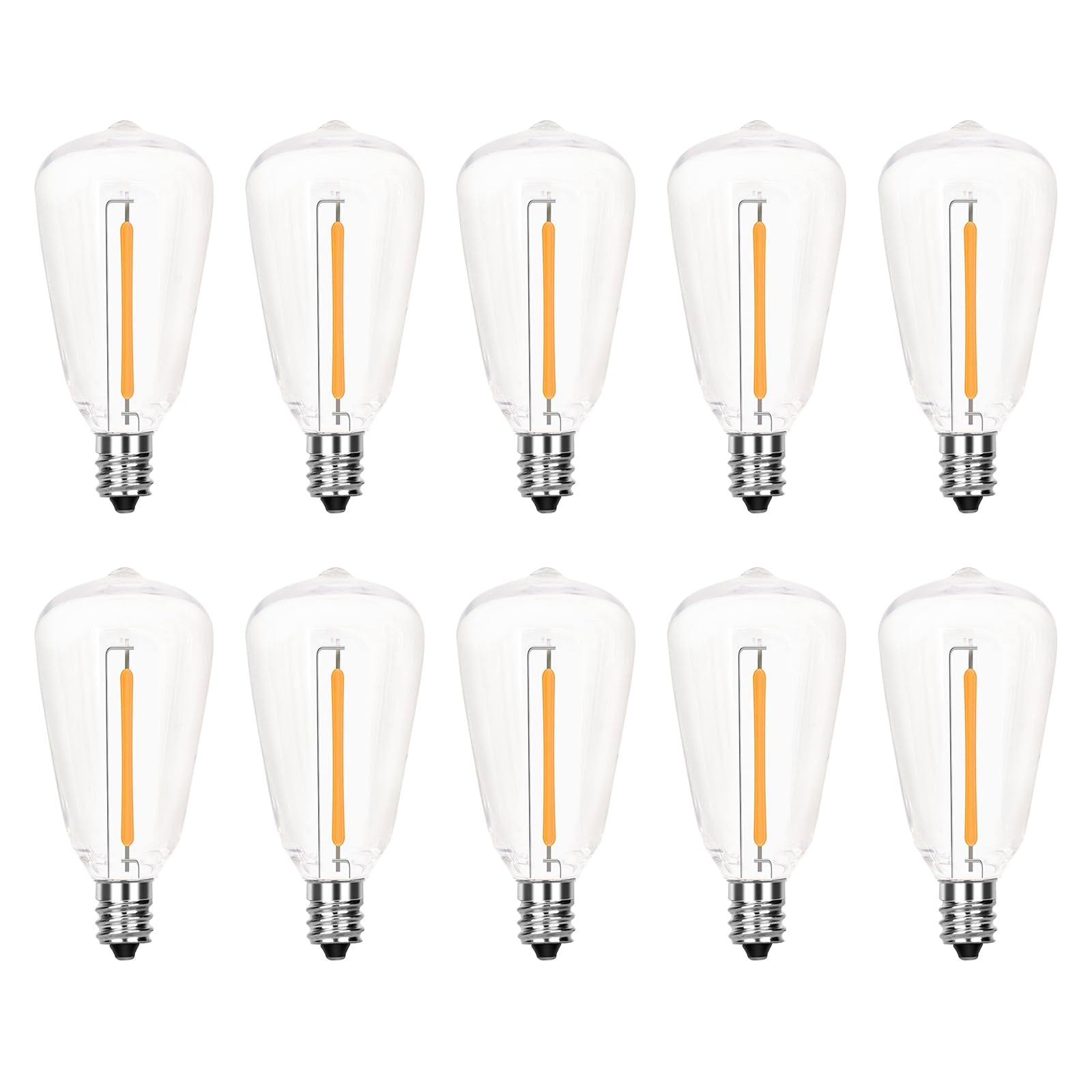 Goothy 10 Pack Led Replacement Light Bulbs, E12 Candelabra Base Edison Bulbs For St38 Outdoor Patio String Lights, 0.6W Shatterp