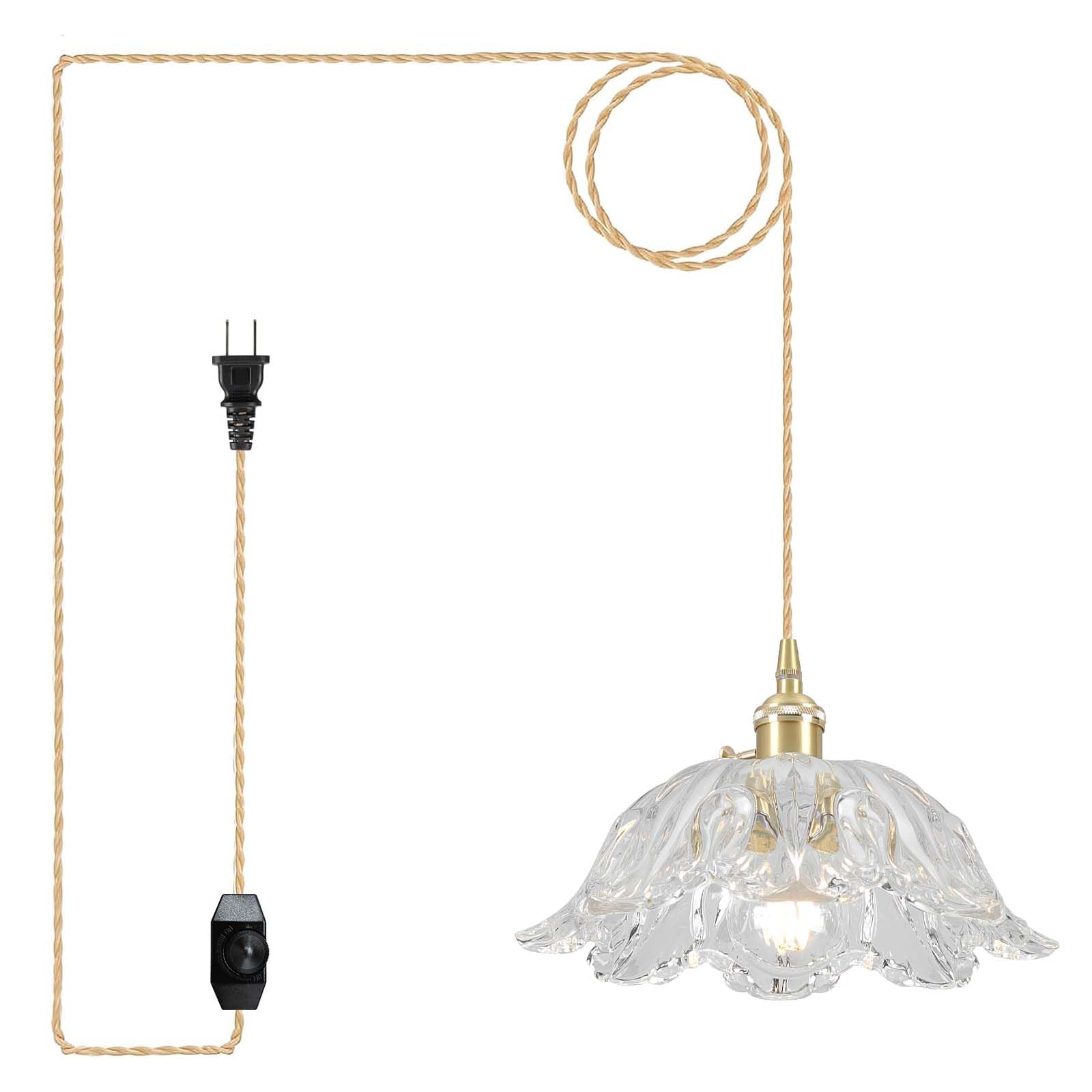 Loiogohot Plug In Pendant Light Fixtures Hanging Light Fixture Transparent Glass Pendant Light 10.6In E26 Pendant Lighting For Kitchen Island  Bedroom  Dining Room  Living Room