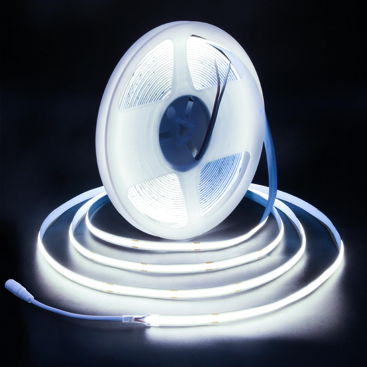 ALITOVE 32.8ft COB LED Light Strip 6500K Daylight White 24V Flexible Tape Light 480 LEDs/M IP20 for Home & Office Decor