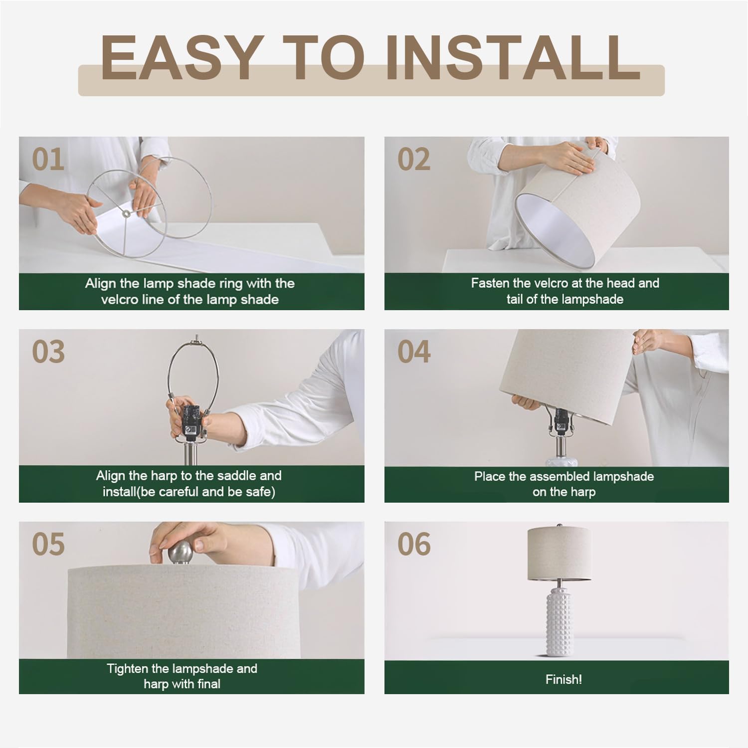 G-Safava 24.5&quot; White Ceramic Table Lamps - Set Of 2 Modern Bedside & Living Room Lighting