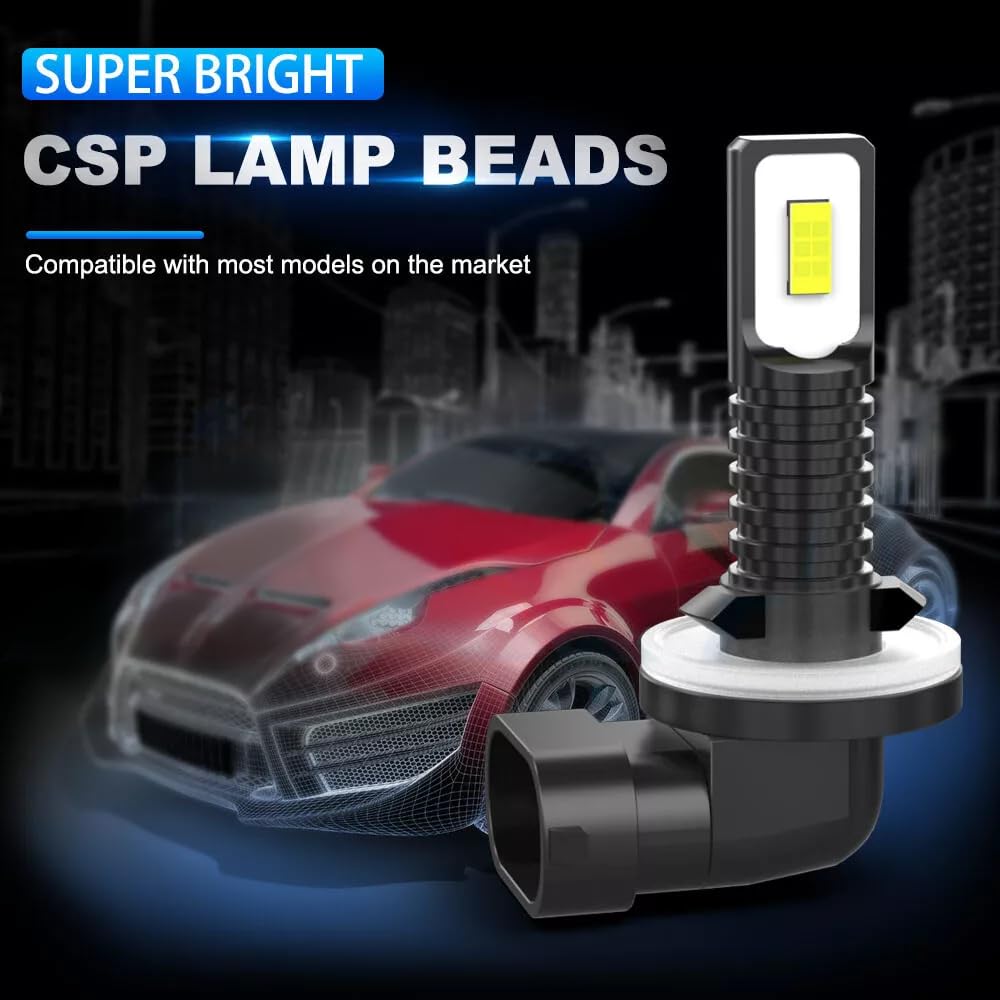 HMCYCI LED Headlight Bulbs for Polaris Ranger, Model 881, Aluminum, 6000K Cool White, 2pcs