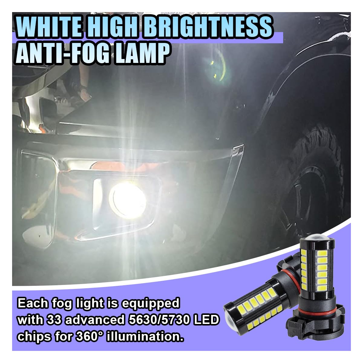 Lhdos H16 Led Fog Light Bulbs - 1500 Lumen, 6500K White, Plug & Play, 2Pcs, Universal Fit For Car, Truck, Suv - Black