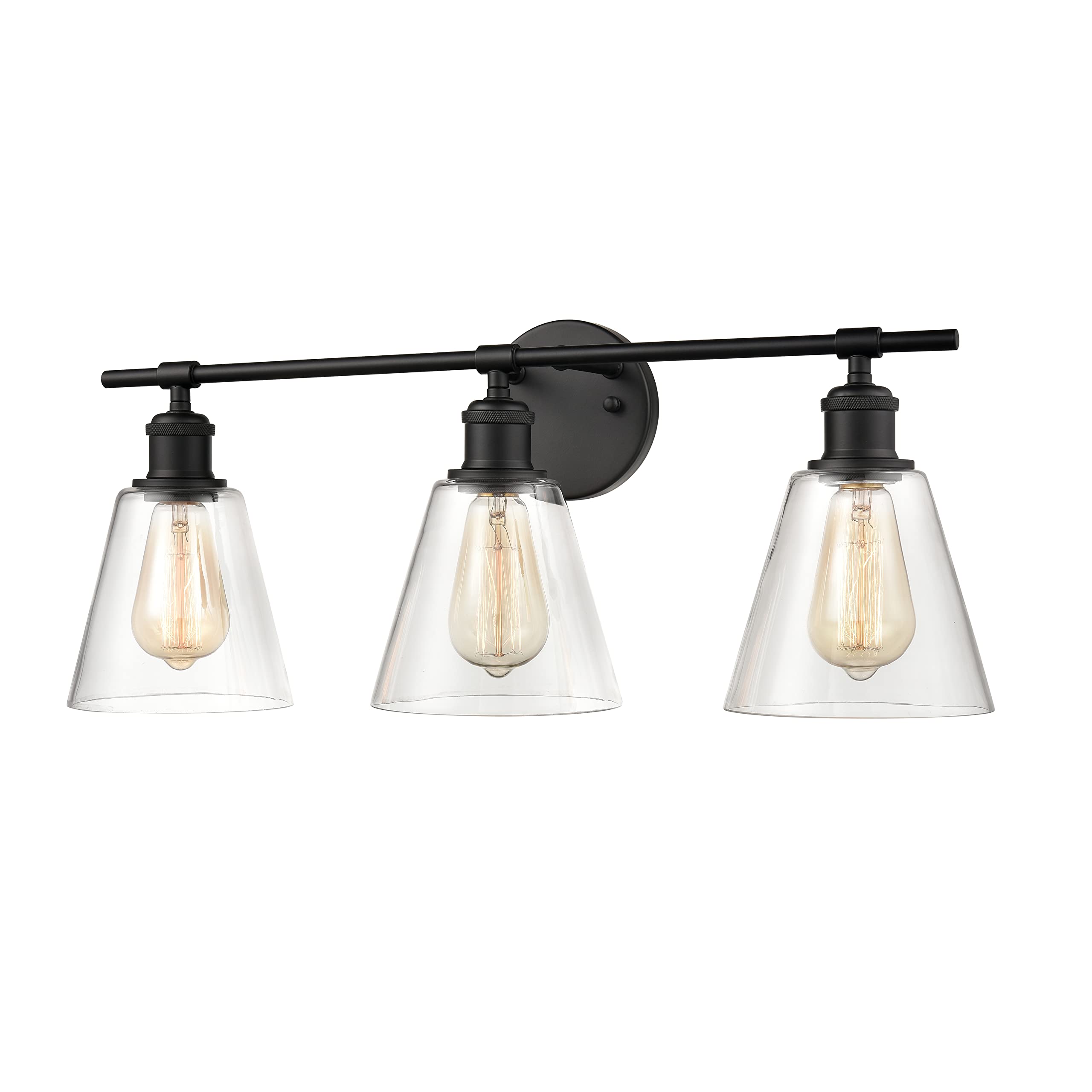 Elk Home 3-Light Scone Vanity Light, Matte Black Finish, Clear Glass, Transitional Style