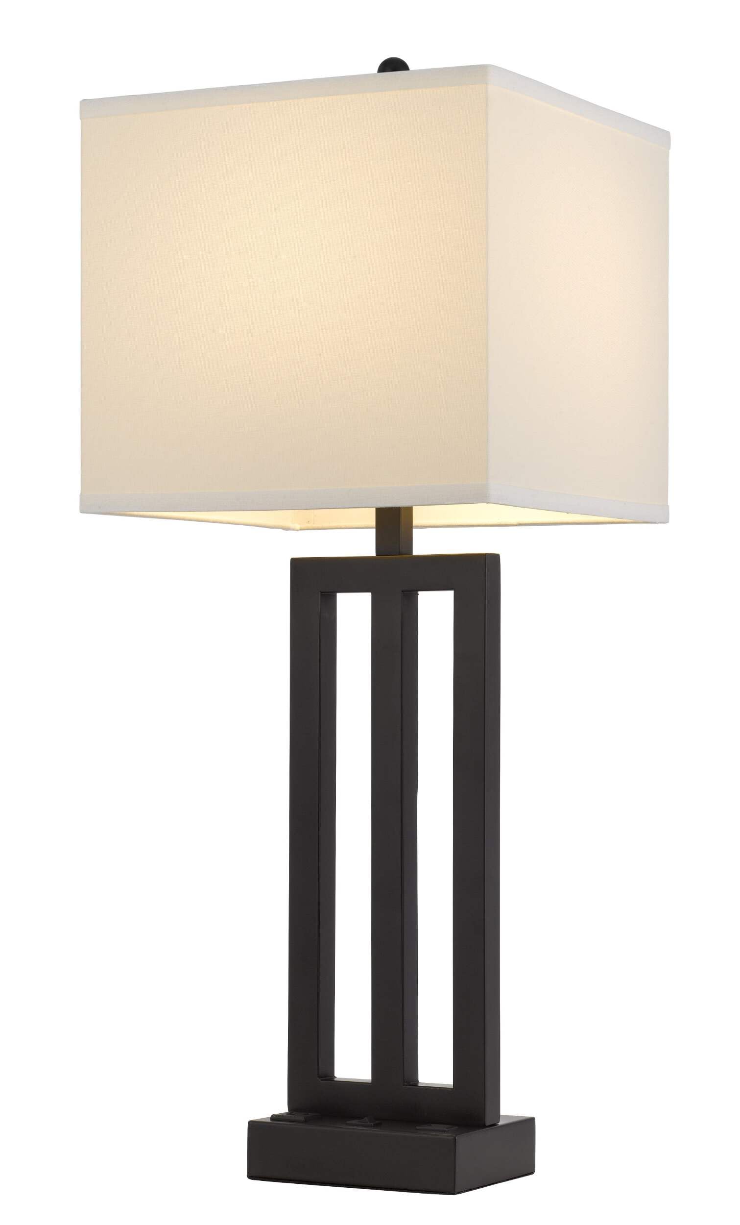 Homeroots Metal Usb Table Lamp, 30 In. With White Rectangular Shade, Model 524766, Bronze Finish