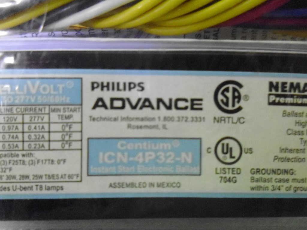 Phillips Icn-4P32-N Centium Electronic Ballast 120-277V 50/60Hz Icn-4P32-N