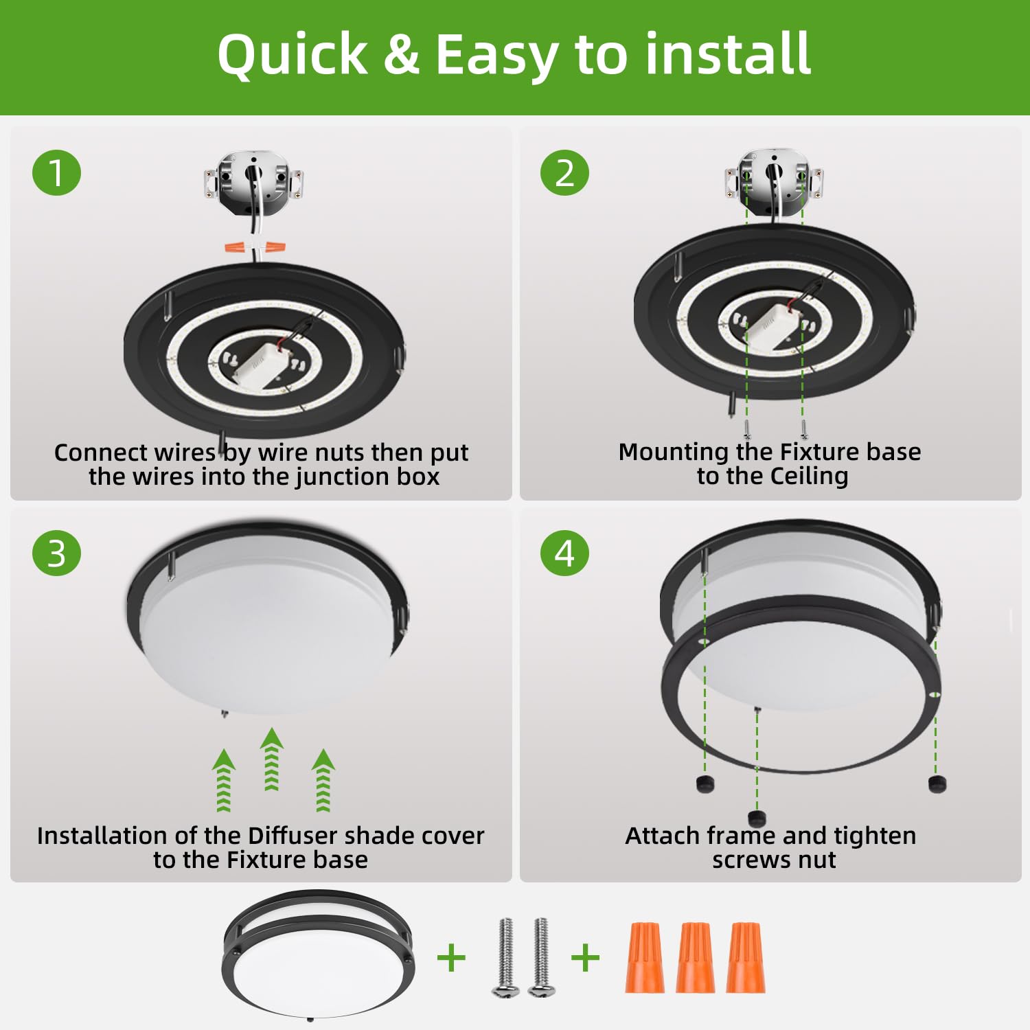 Hlite LED Flush Mount Ceiling Light Fixture, 36W, 3600LM, 13inch, Oil Rubbed Bronze, Model CLA-17