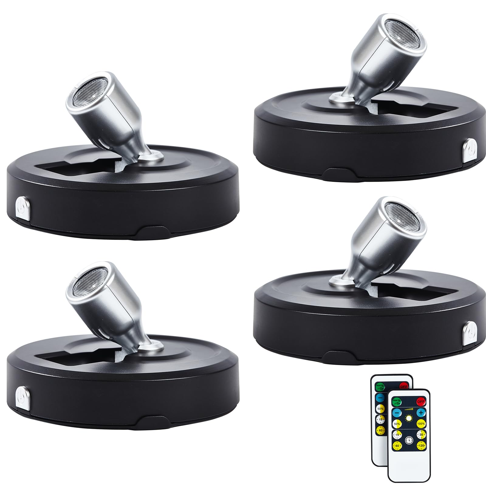 HOFUY 4-Pack Wireless LED Spotlight, Battery Powered Picture Lights, Plants Spot Light, Puck Lights with Remote, Indoor Uplights