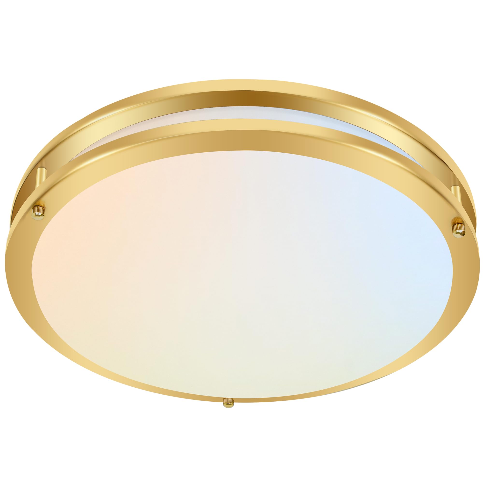 hykolity 16 inch Dimmable LED Flush Mount Ceiling Light Fixture, Gold, 36W, 2200LM, 2.7/3/3.5/4K/5K Adjustbale, 120?Light Angle,