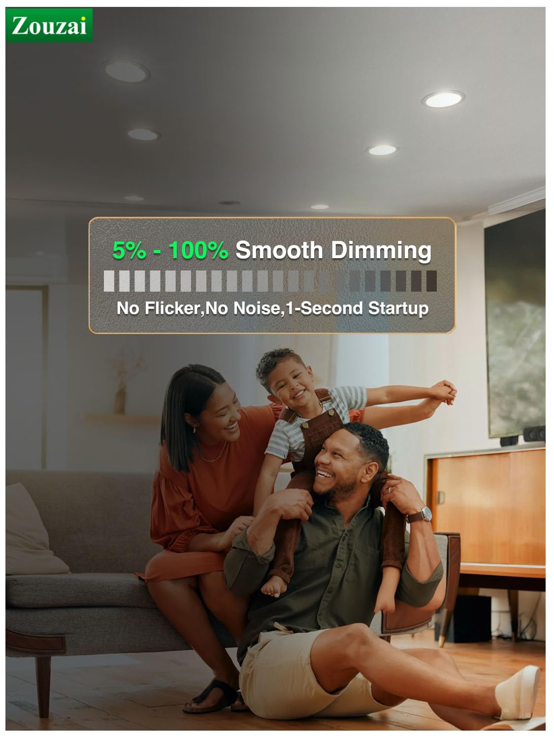 Zouzai 1 Pack 6 Inch 5Cct Ultra-Thin Led Recessed Ceiling Light With Junction Box, 2700K/3000K/3500K/4000K/5000K Selectable, 12W