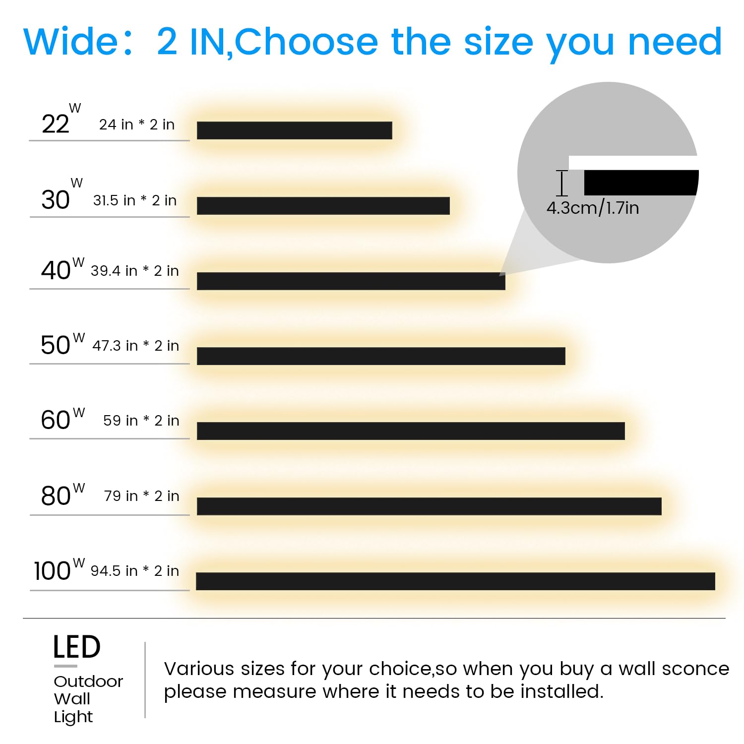 Niuzdu Light Fixture Wall Outdoor - 79Inch Black Exterior Wall Sconces, Outside Garage Exterior Lights, Dimmable Modern Outdoor Wall Mount Lighting For House, Porch, Patio, Front Door, Corridor