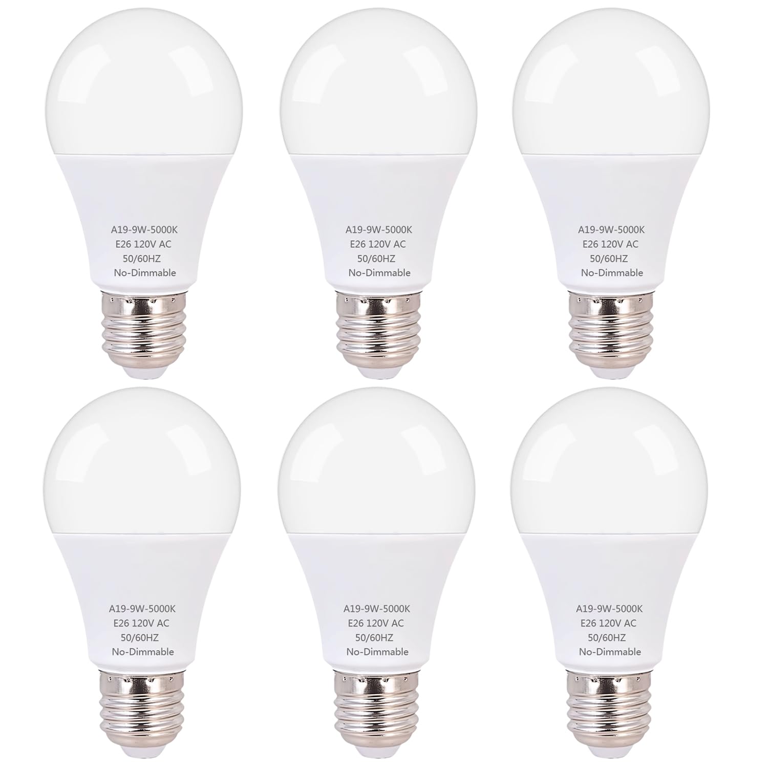 Zwwyvv Led Light Bulb,A19 60 Watt Equivalent, Energy Efficient 9W,800 Lumens, Daylight White 5000K, Non-Dimmable, Long Lifetime,