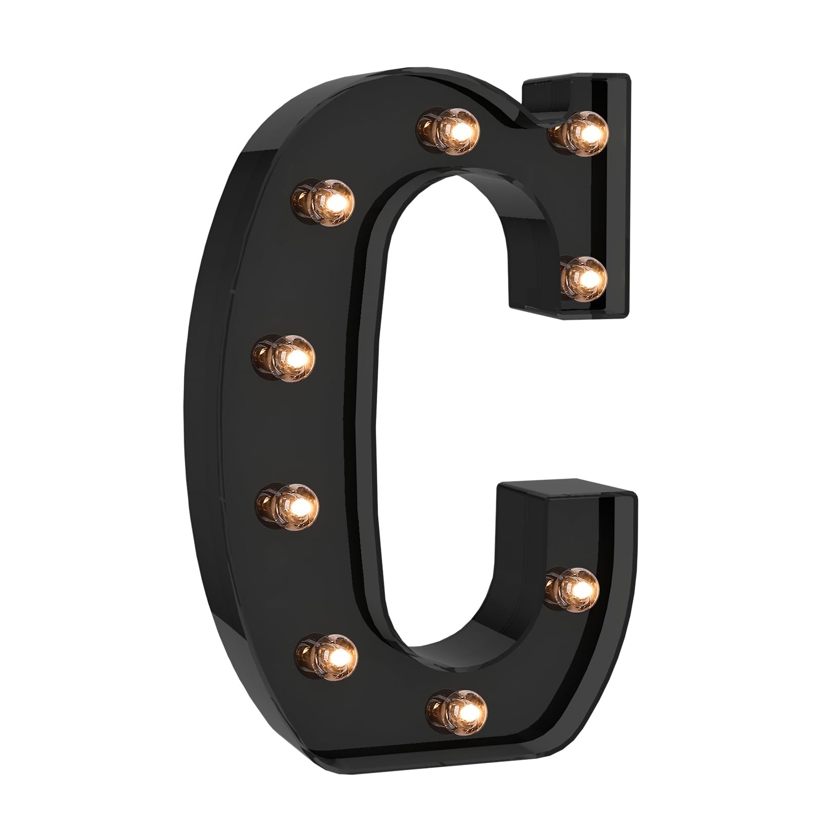 Foaky Black LED Letter Lights for Room Decor - Battery Operated, Size C, Plastic
