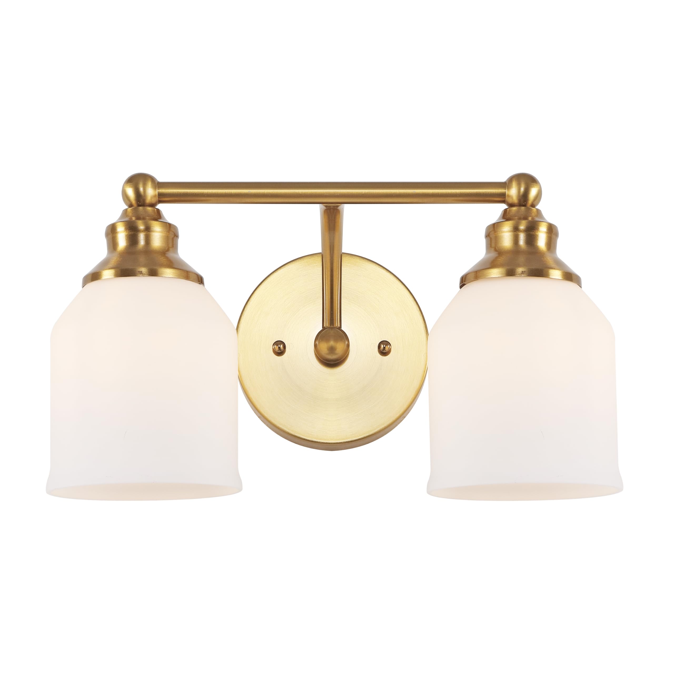 JONATHAN Y 14 Brass Gold/White Modern Farmhouse LED Vanity Light Wall Sconce Fixture, Frosted White Glass Shade, Dimmable Wall L