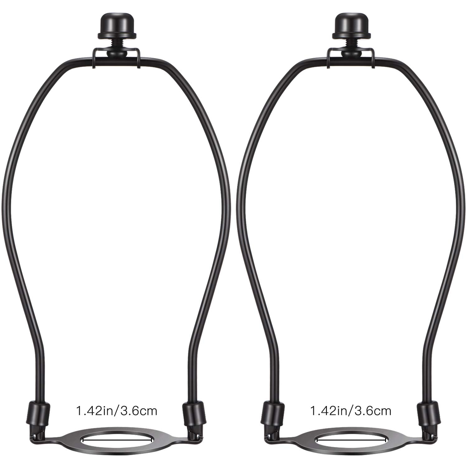 Canomo Lamp Harps for Table & Floor Lamps, 8 Inch, Black, Metal, E26 UNO Base, Model B-1, 2 Packs