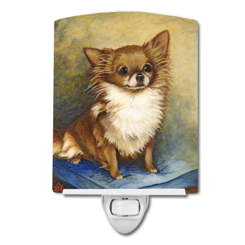 Carolines Treasures Chihuahua Long Hair Brown Ceramic Night Light, UL-Certified, 6x4x3in