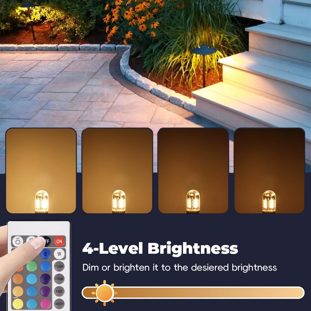 Makergroup RGB T3 G4 LED Bulbs, 12V Color Changing, Warm White + 15 Colors, Remote Control, Clear Glass for Outdoor Lighting