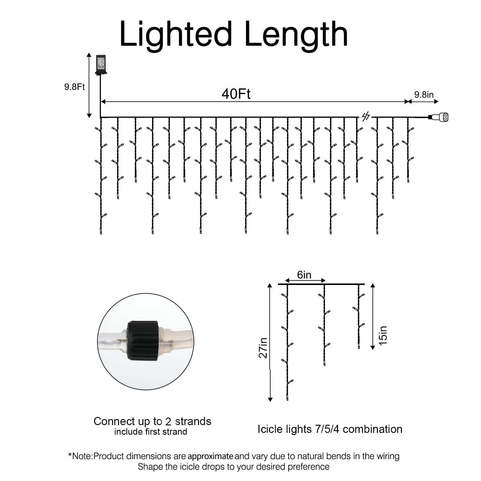 Brightown Icicle Lights Outdoor  40 Ft 432 Led Icicle Christmas Lights With 81 Drops  8 Modes  Icicle String Lights With Remote Timer  Waterproof Christmas Lights For Outdoor Tree Decor  Red And White