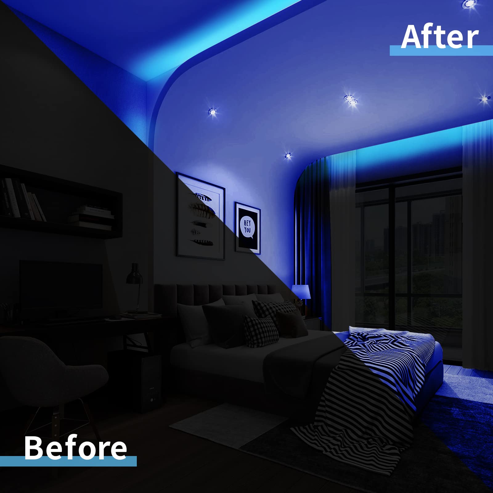 Owofydr Led Neon Lights Flexible Blue 16.4Ft/5M 12V Dc Waterproof Flexible Led Neon Light For Indoors Outdoors Decorm [Power Ada