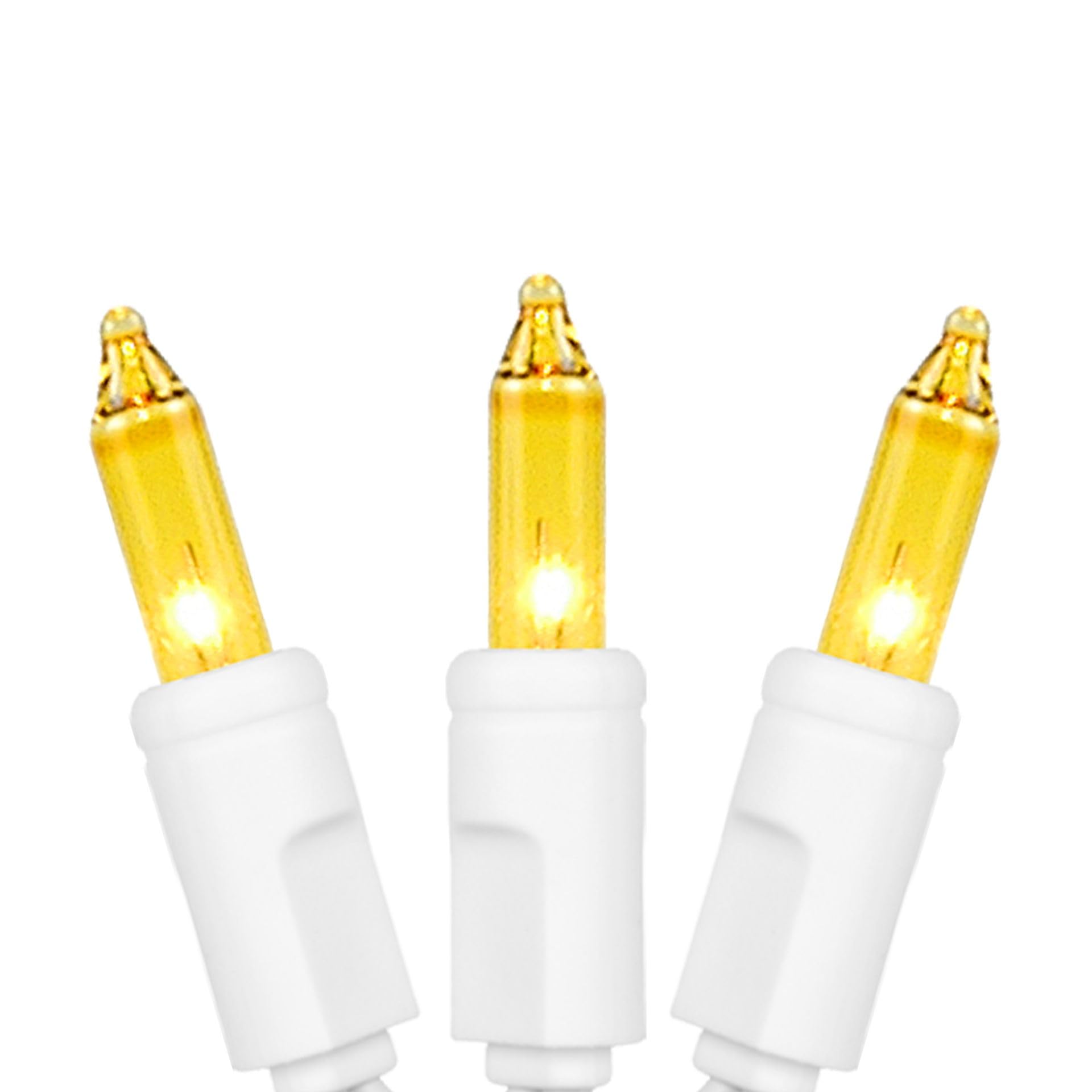 Novelty Lights 100 Light Mini String Light Set, Yellow, 50 Long, White Wire, Indoor/Outdoor, Model MRD-25B-4, UL Listed