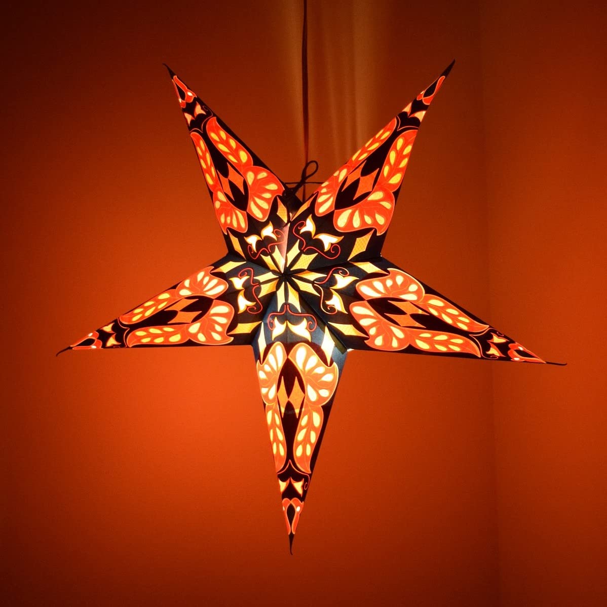 Dara Blue Paper Star Lantern With 12 Foot Power Cord Included