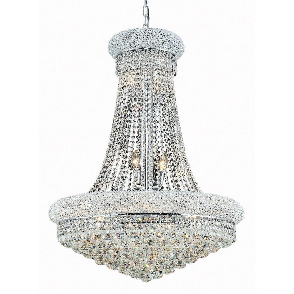 Elegant Lighting 1800D28C/RC Royal Cut Clear Crystal Primo 14-Light, Two-Tier Crystal Chandelier, 28&quot; x 36&quot;, Chrome Finish