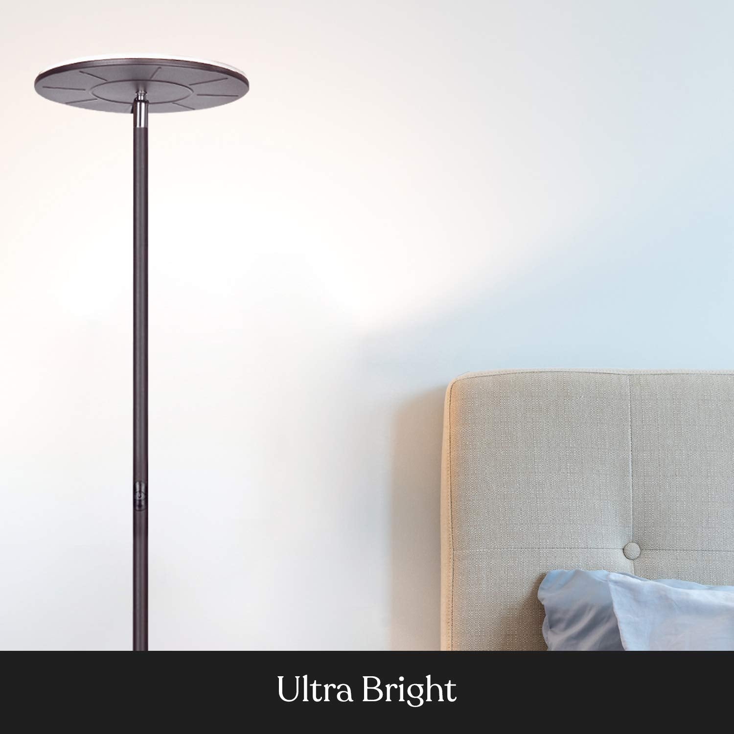 Brightech Sky Flux Dimmable Led Floor Lamp - Super Bright Floor Lamp For Living Room And Offices - Torchiere Standing Lamp With