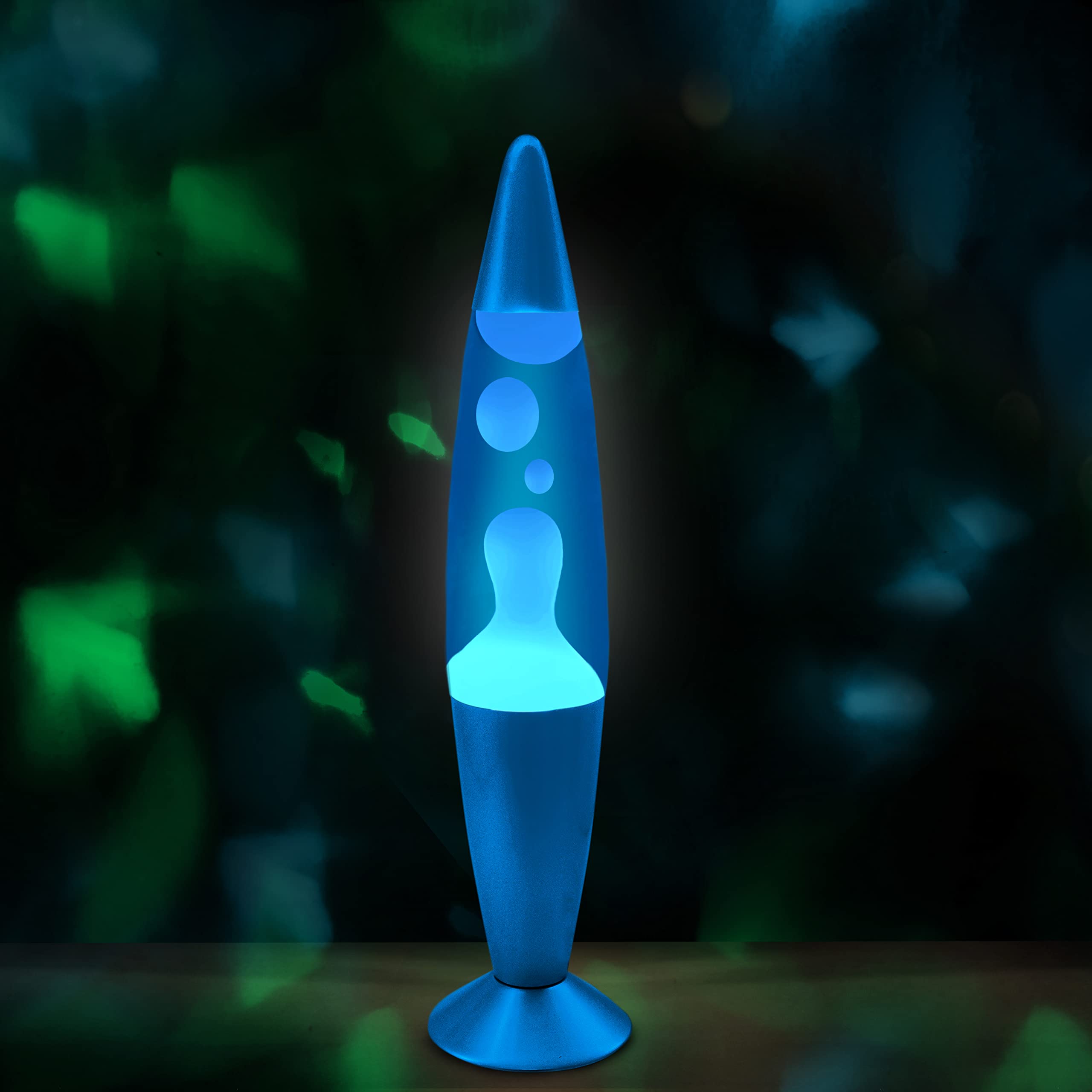 Jambo Liquid Motion Lamp - 16" Glass Lava Lamp with Blue Base, Blue Liquid, White Wax - Fun for Adults, Teens & Kids