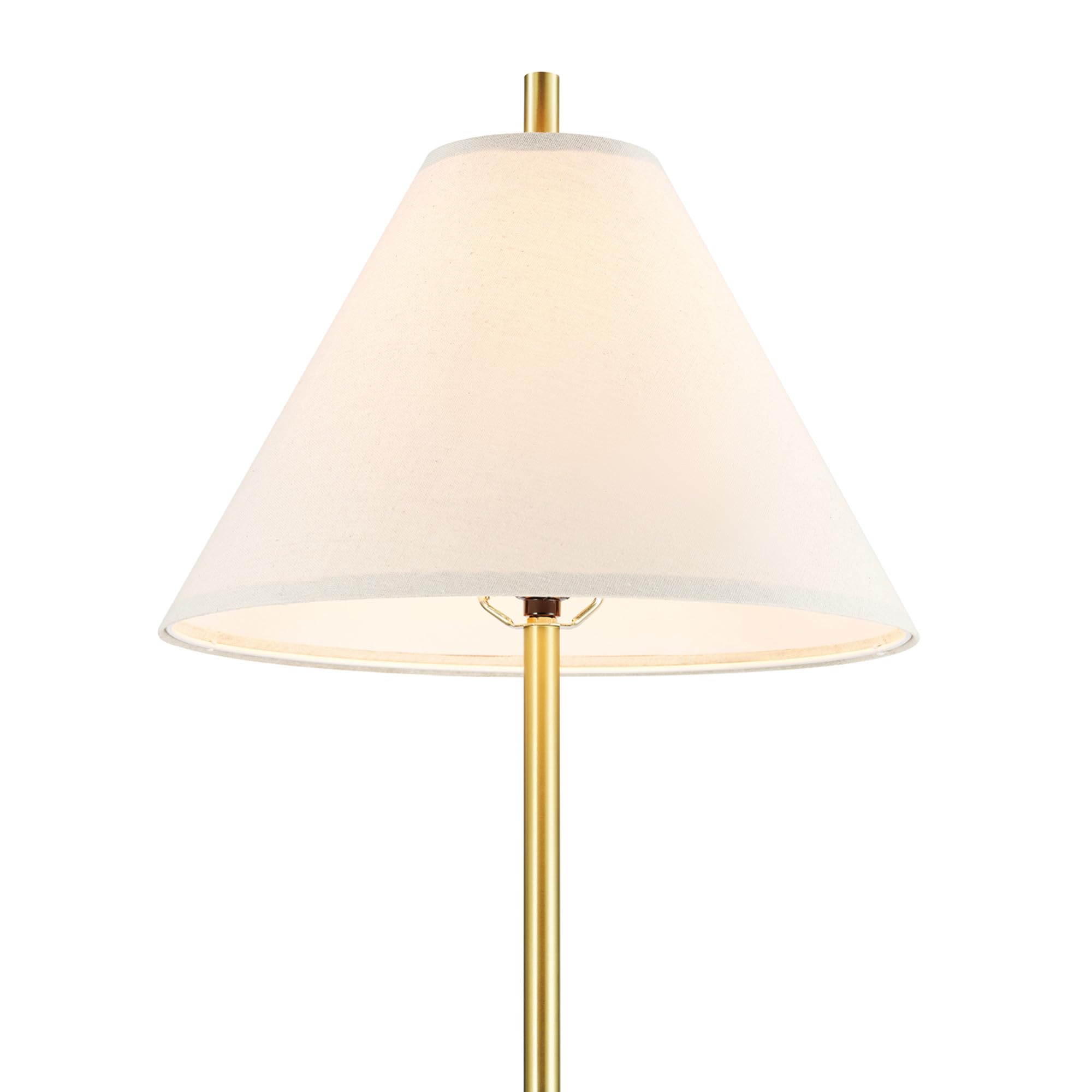 Globe Electric 61000060 60'' Floor Lamp, Matte Brass Finish, Beige Linen Shade, Heavy Weighted Base, On/Off Rotary Switch On Soc