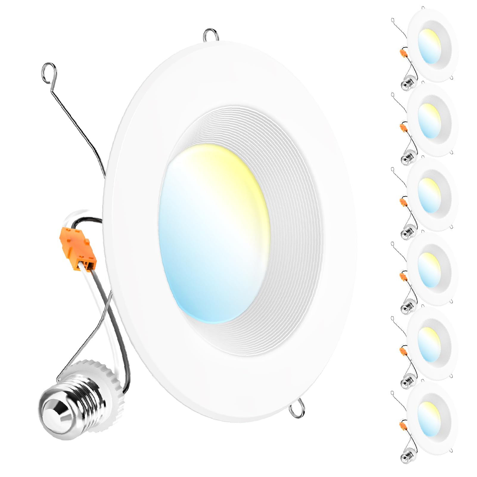 Sunco 6 Pack 5Cct Retrofit Led Recessed Lighting 6 Inch, 2700K/3000K/3500K/4000K/5000K Selectable, Dimmable Can Lights, Baffle Trim, 13W=75W, 965Lm, Damp Rated, Ul-Certified