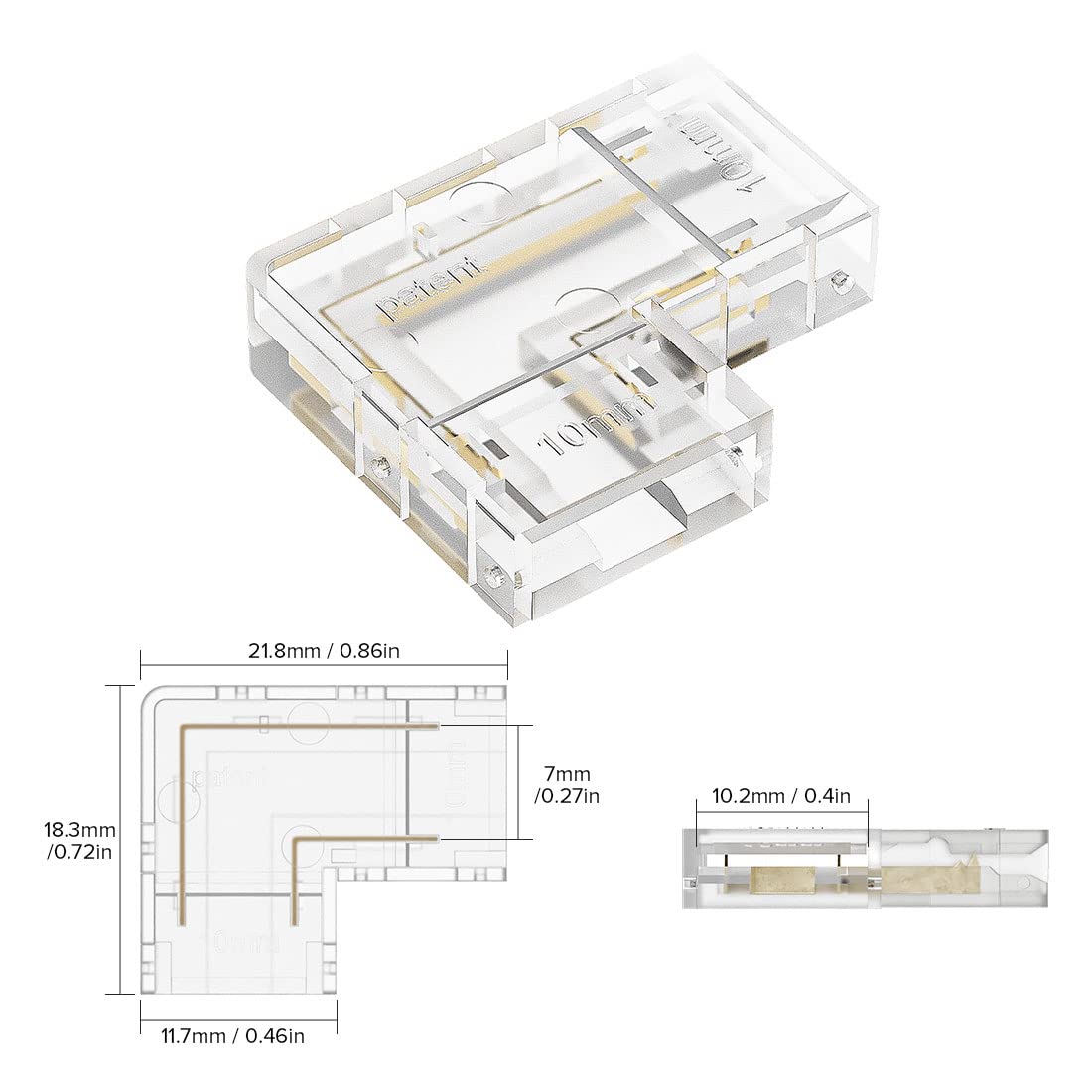 Btf-Lighting Cob 10Mm/0.39In Width Led Connector Kit 6Pcs 2 Pin Transparent Gapless L-Shaped 4Pcs 2Pin Strip To Strip Connectors