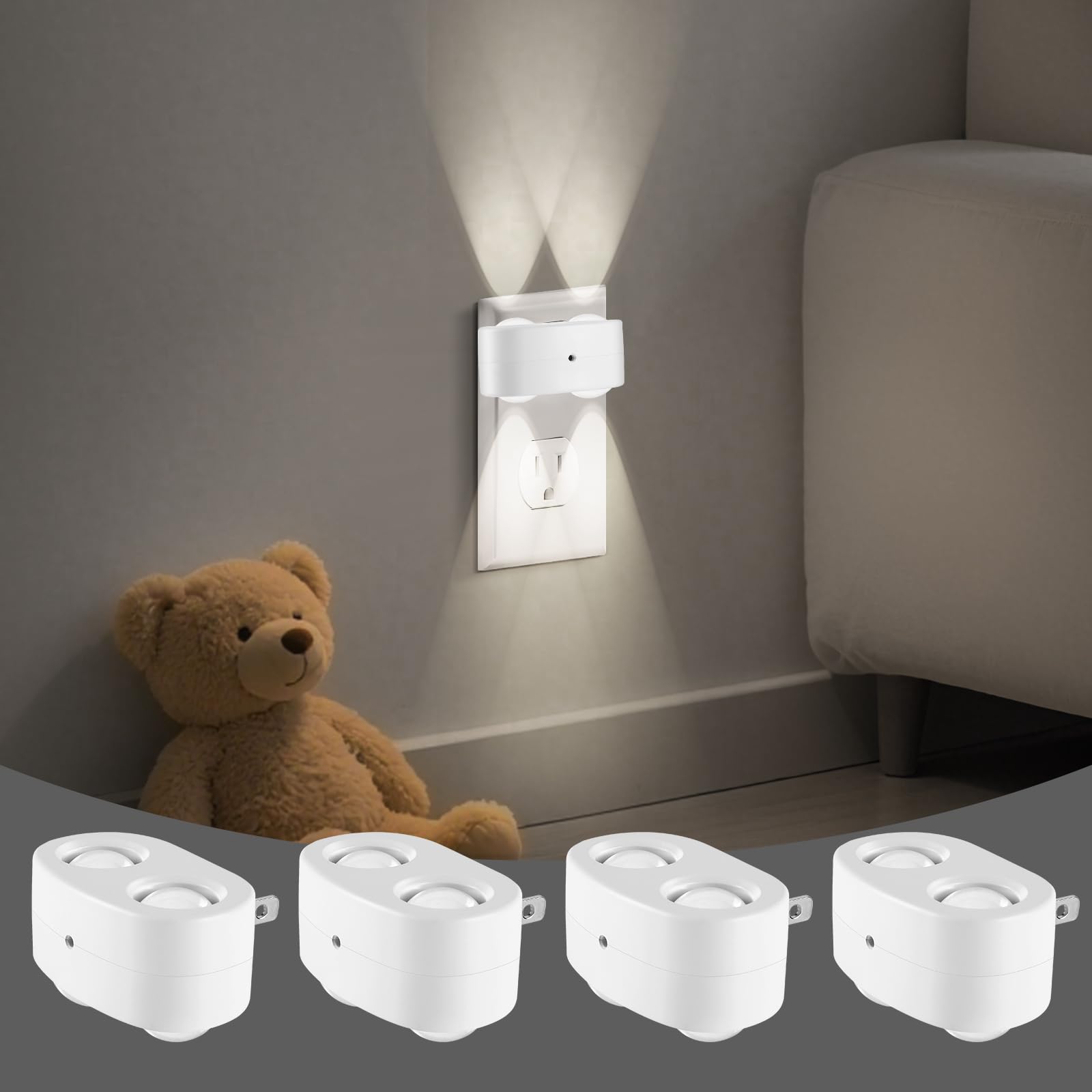 BMXKPO LED Night Lights Plug into Wall,Dusk to Dawn Auto-On/Off Night Light 5000K,1W Plug in Night Light for Hallway Bedroom Sta