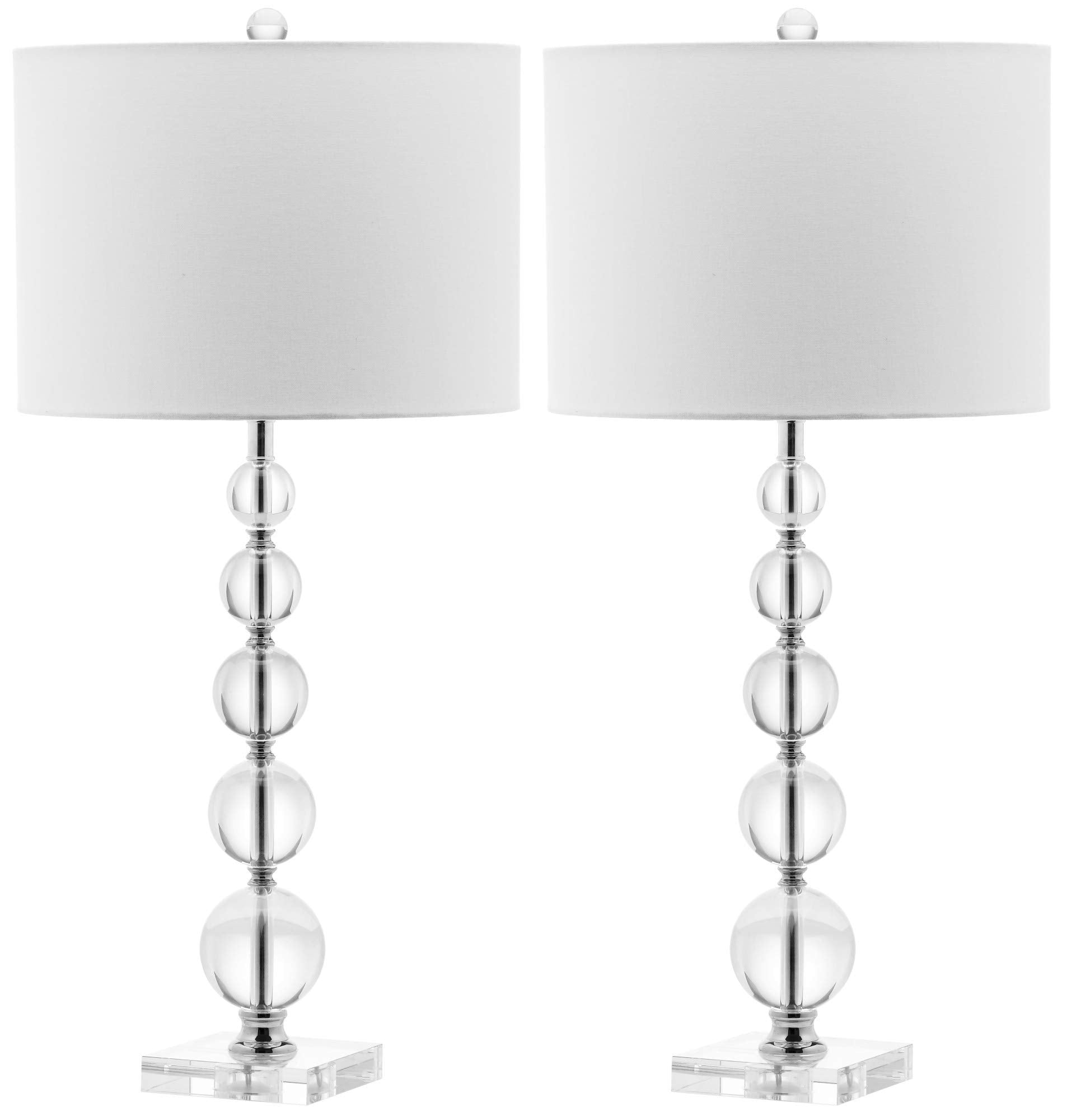 SAFAVIEH Lighting Collection - Set of 2 Liam Stacked Crystal Ball 29-Inch Table Lamps, LED Bulbs Included, Bedroom Living Room H