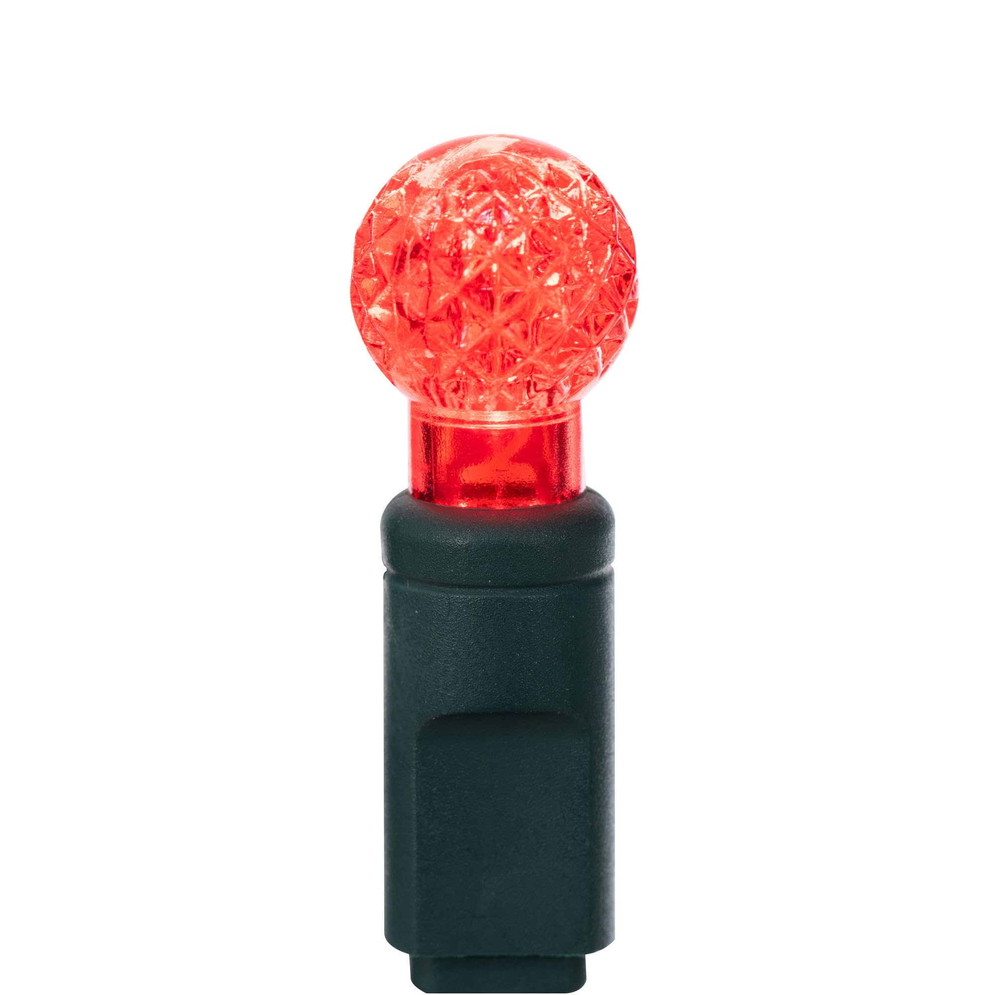 Vickerman LED Light Set, 100 Lights, G12 Red on Green Wire, Plastic Material