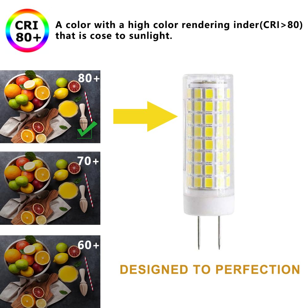 SYXKJ G8 LED Bulb, 7W Dimmable Replacement, 720lm, Bi-pin Base, Ceramic, White, 4 Pack