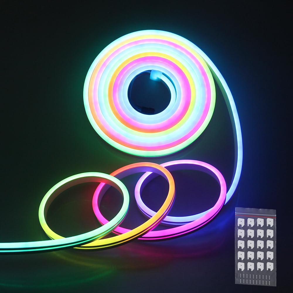 Alitove Ws2811 Neon Led Strip Lights 16.4Ft Ip65 Waterproof Flexible 420Led 12V White Fpcb Room Decor