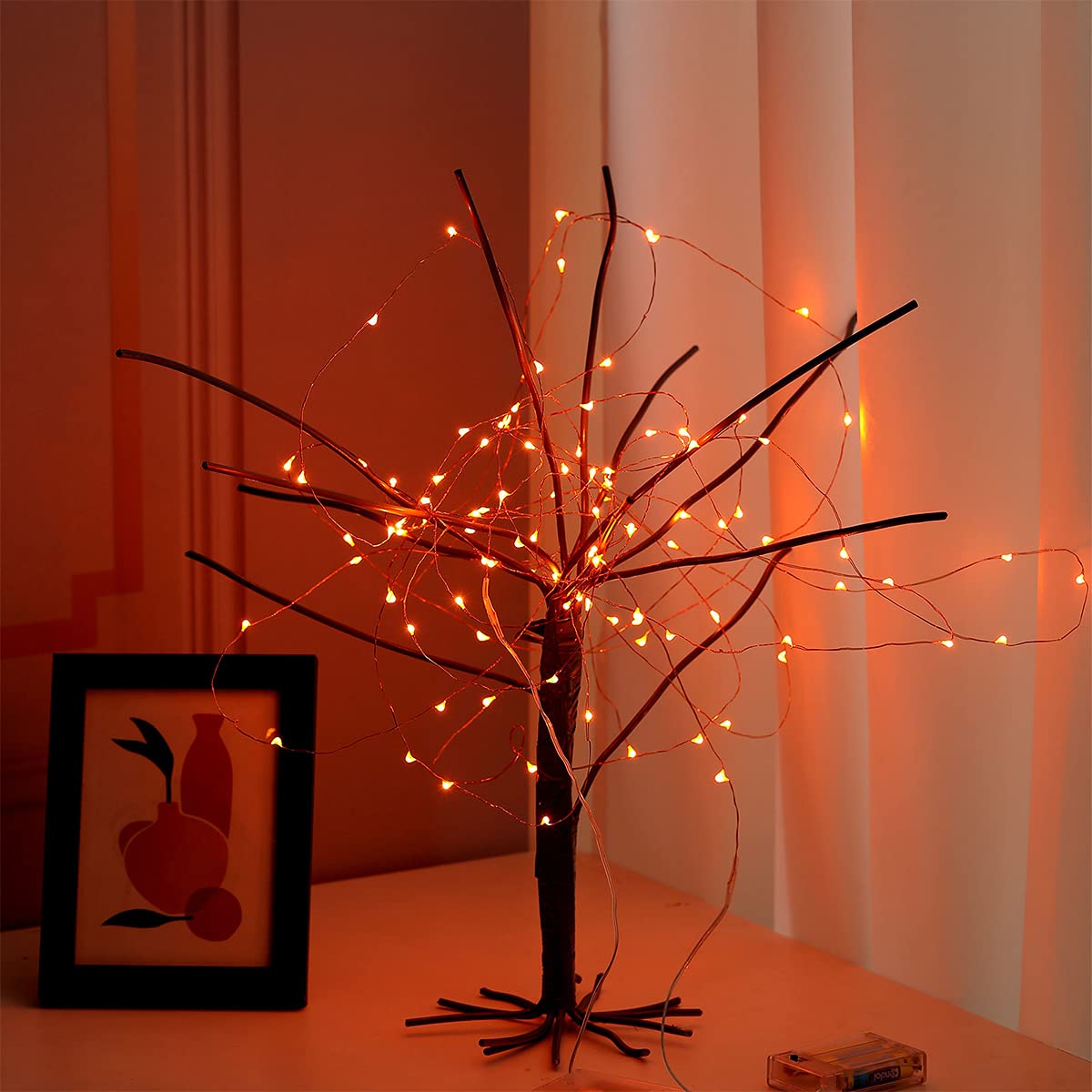 Ariceleo Mini Fairy Lights, 5m Battery Operated Copper Wire, Orange, 1 Pack for Bedroom, Christmas, Party Decorations