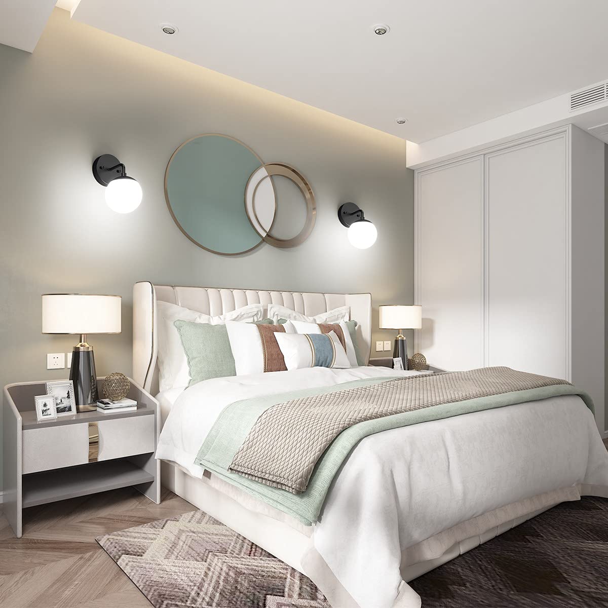 Tipace Black Wall Sconce, Modern Globe 1 Light, 6000K G9 Bulb Included, well-made Metal, Model 020