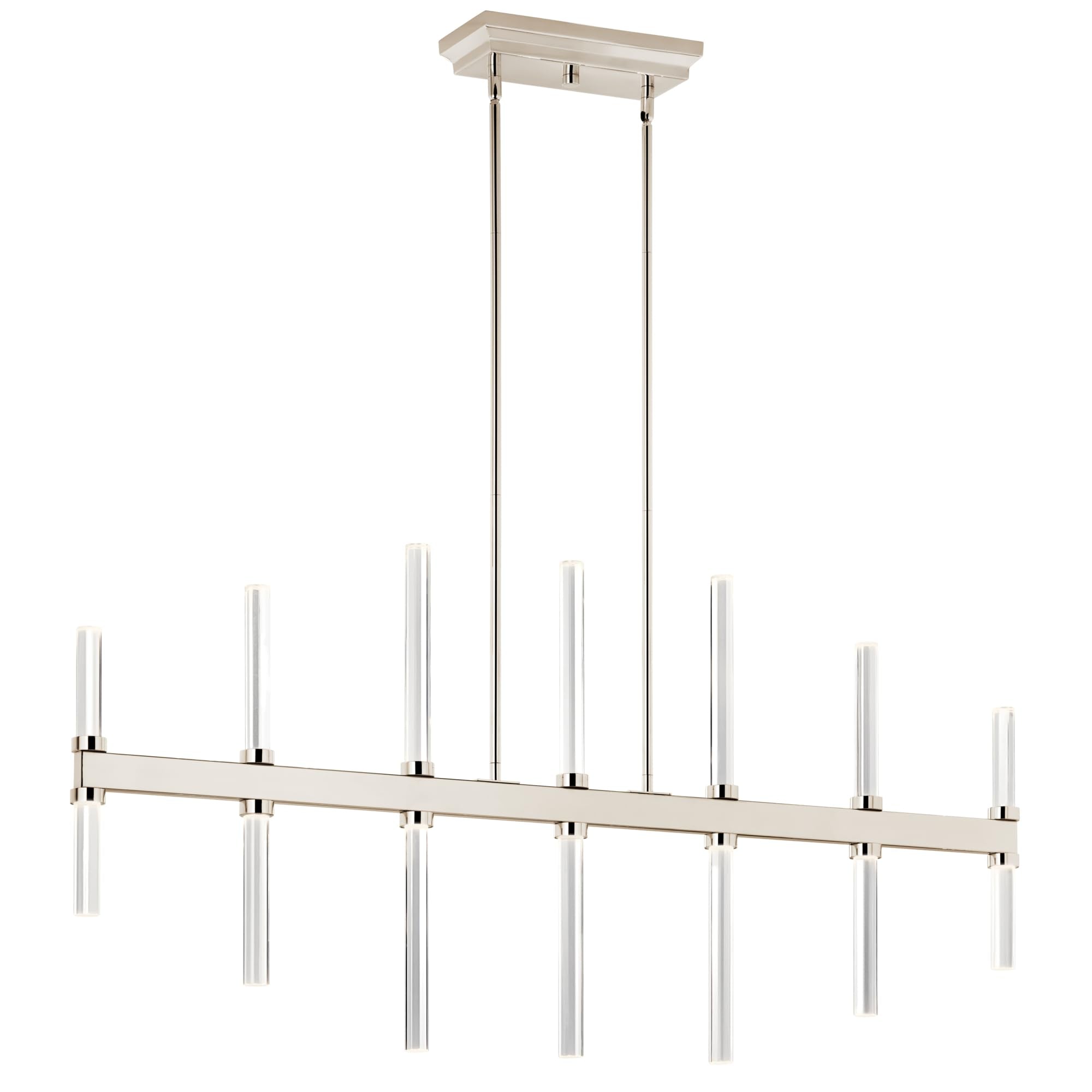 Kichler Sycara 14-Light LED Linear Chandelier, Modern Light with Faceted Crystal in Polished Nickel, Sloped Ceiling Compatible, 