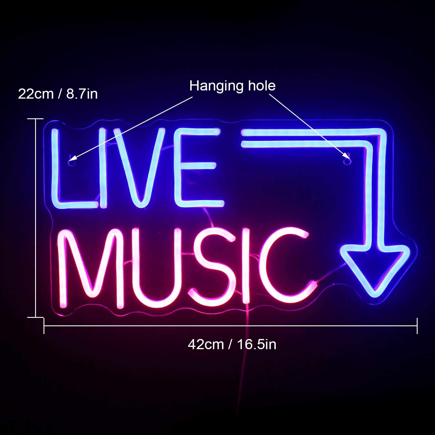 Live Music Neon Sign Music Led Neon Lights Letters Neon Light Sign Neon Bar Sign Light Up Sign For Beer Bar,Music Studio,Bedroom Wall Decor,Party,Club