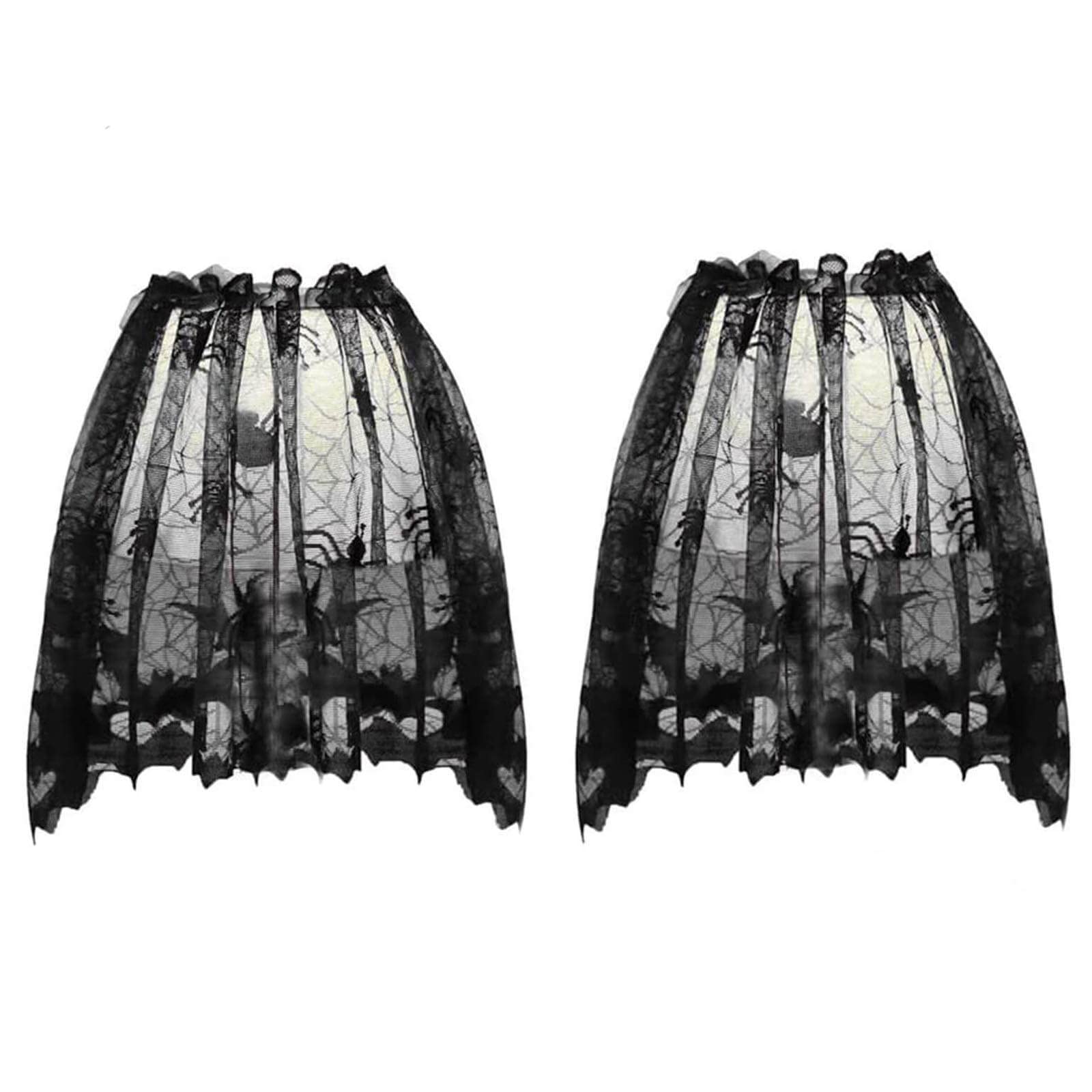 Orgrimmar Halloween Spider Web Lamp Shades, Black Polyester, 20in x 60in, 2 PCS with Ribbon for Themed Party Decoration