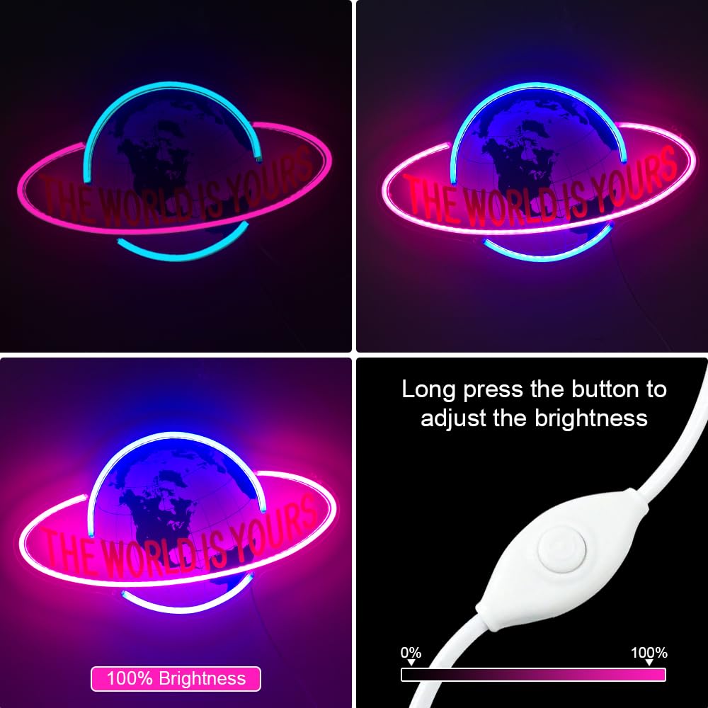 DIVATLA Neon Sign for Wall Decor, Cool  t Design, Dimmable LED, 15.7inx9.8in, Ice Blue & Red, Model KK-001