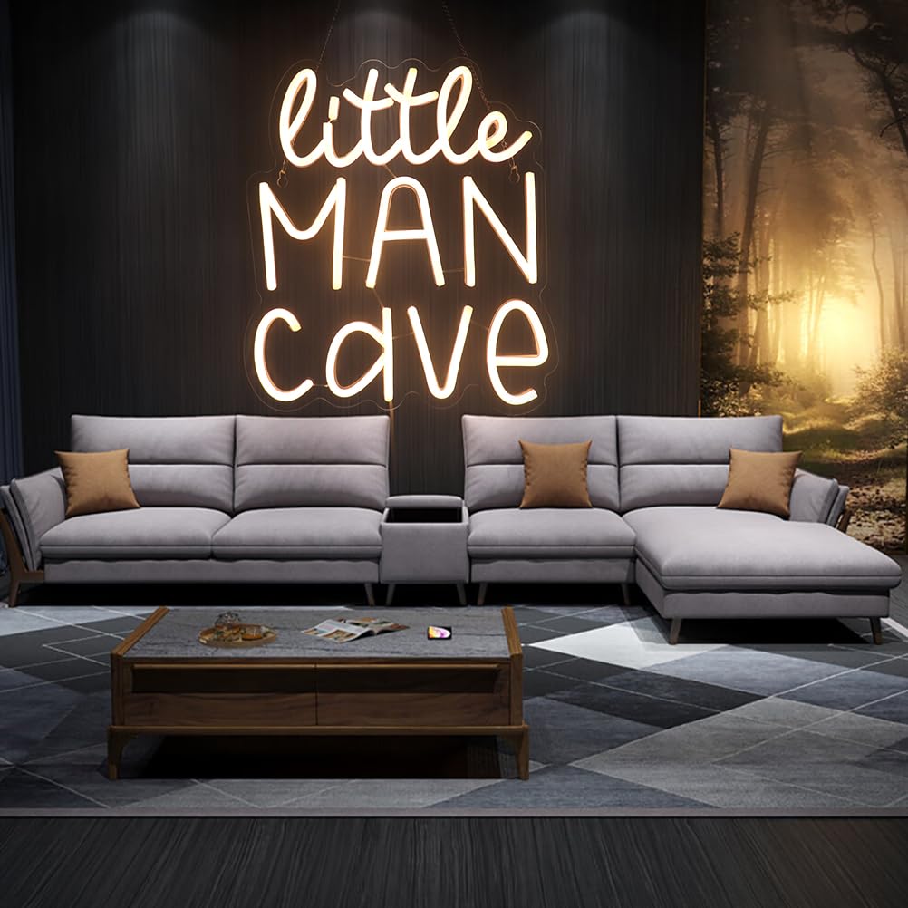 Little Man Cave Neon Sign  Decorative Neon Lights For KidS Room Play Room Wall Decor Neon Light Sign  Christmas Birthday KidS Gift Thanksgiving Gift(Warm White)