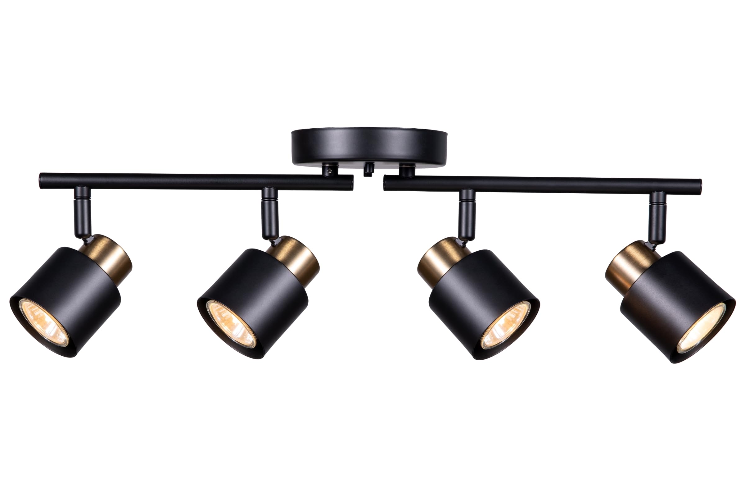 CRAFTRONOS 4 Light Track Lighting Kit, Matt Black Brass Finish Adjustable with Moden Flush Mount Ceiling Spotlight for Kitchen,L