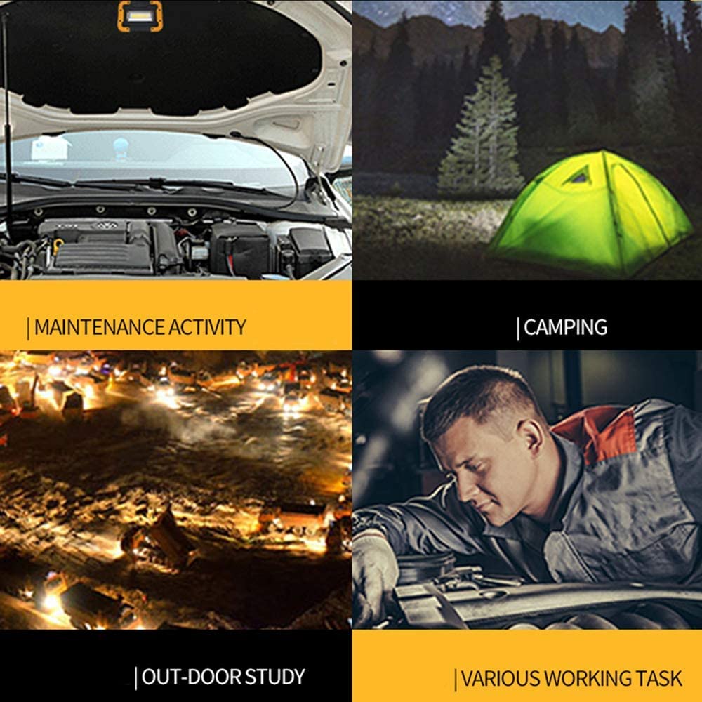 Yxqua Rechargeable Work Light, 30W Led Portable Flood Light, Super Bright Ip65 Waterproof With Usb Power Bank,180° Adjustable Stand For Job Site Lighting Outdoor Camping Emergency Car Repairing