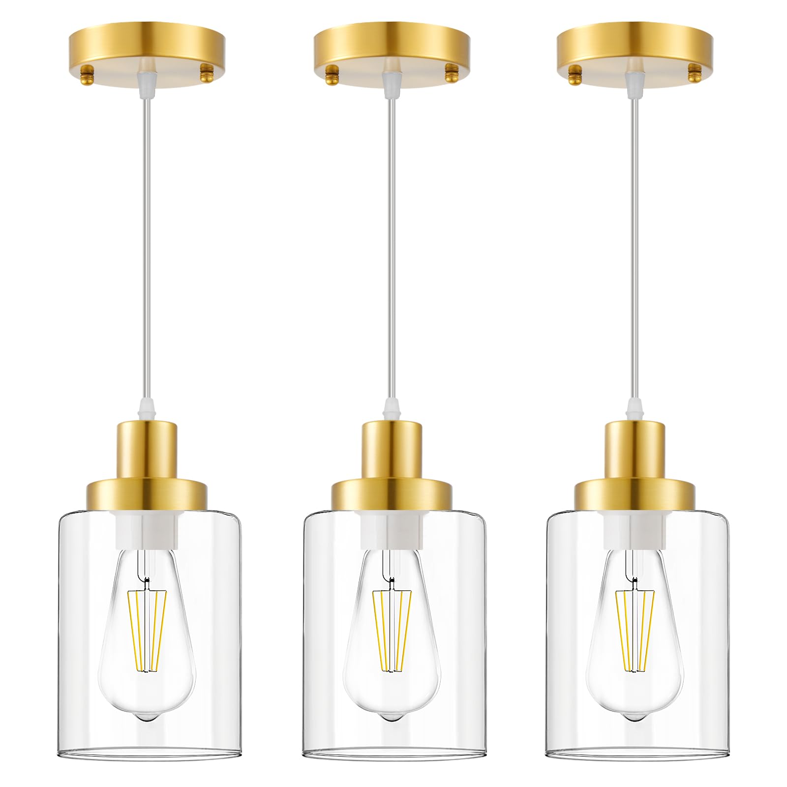 Industrial Pendant Lighting, Modern Clear Glass Shade Pendant Lights, Adjustable Hanging Light Fixtures, Farmhouse Pendant Light