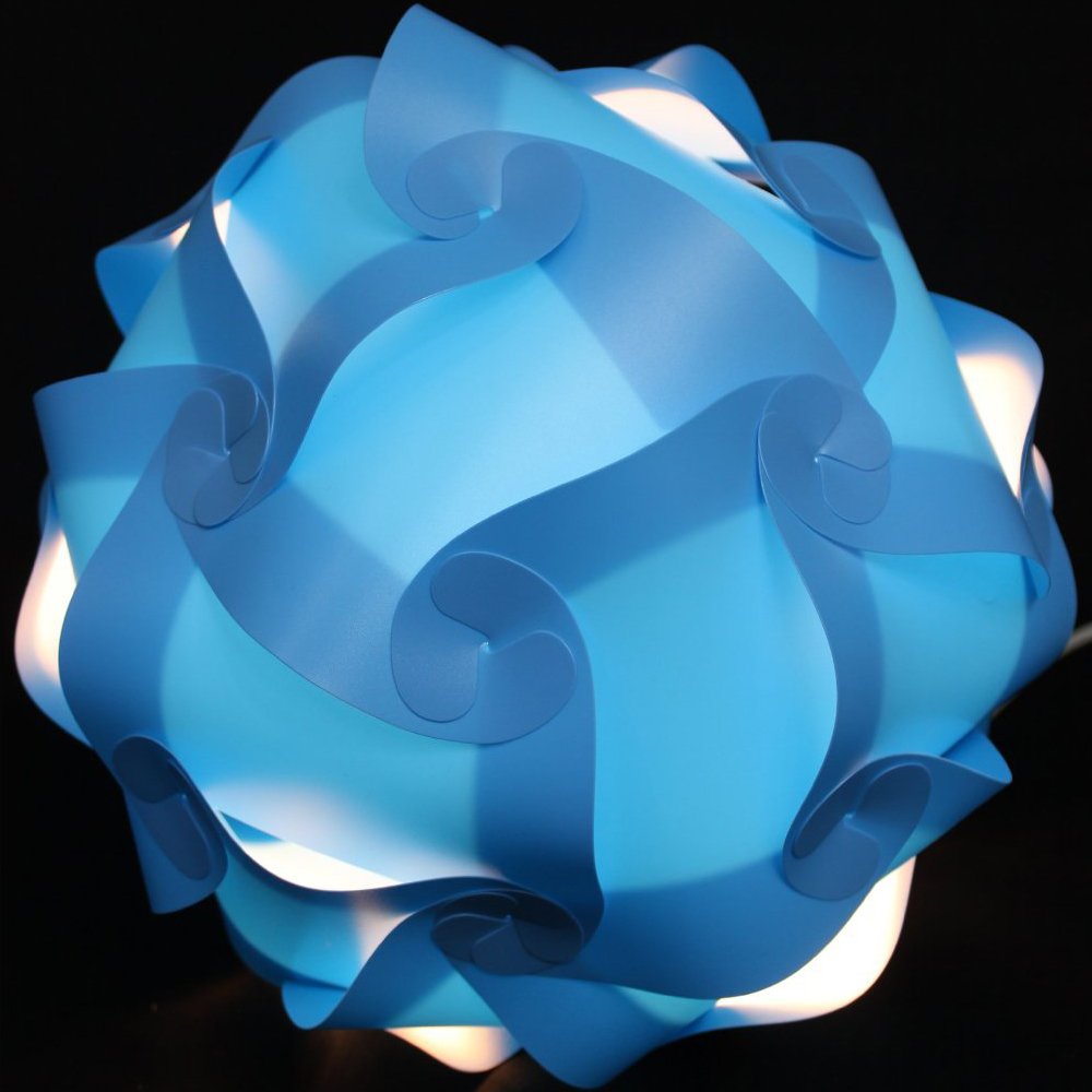 Lightingsky DIY Jigsaw Puzzle Lamp Shade Kit - Plastic Ceiling Pendant with 15 Feet Cord, XL-16 inch, Light Blue
