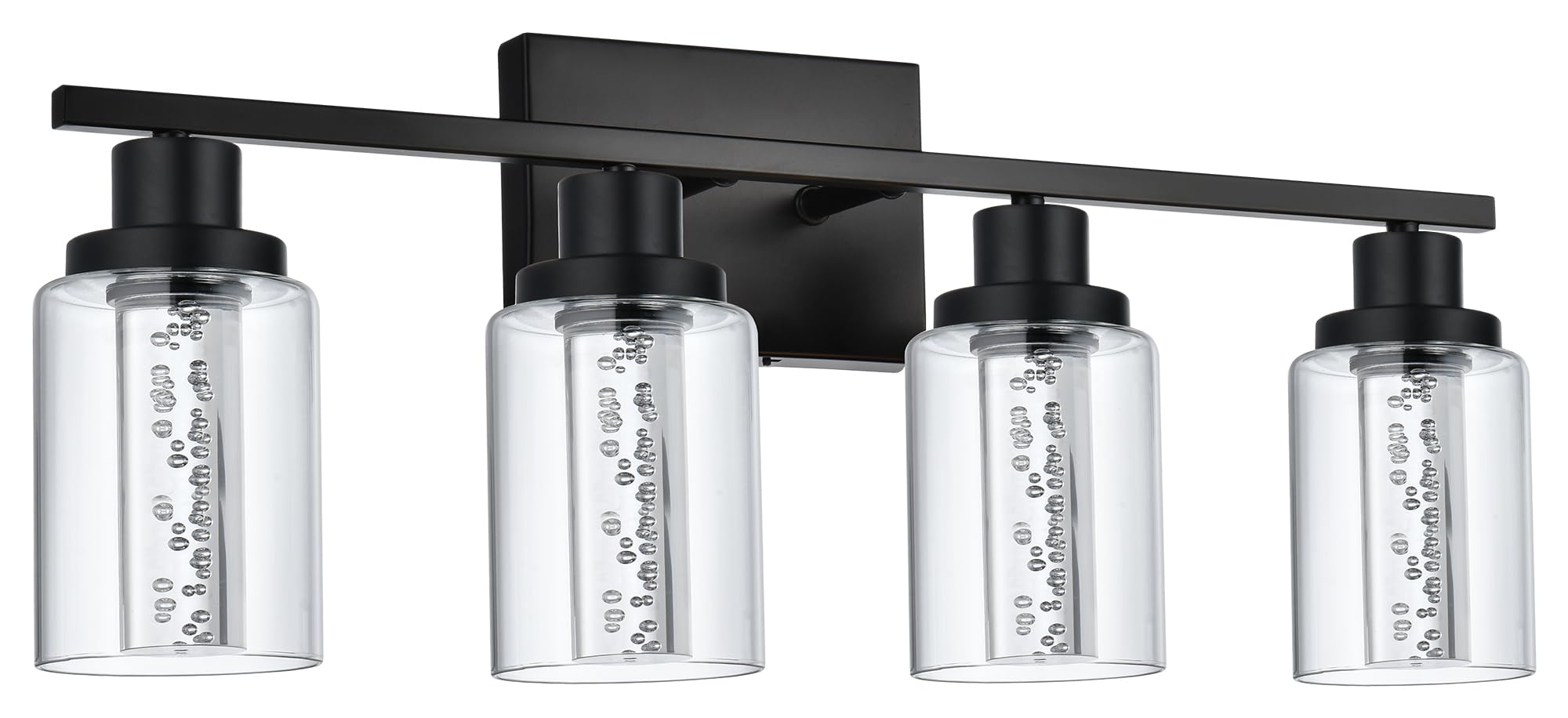 MELUCEE 4-Light LED Bathroom Lighting Fixtures Over Mirror, Dimmable LED Vanity Light for Bathroom 3000K-6000K Black Bath Wall L