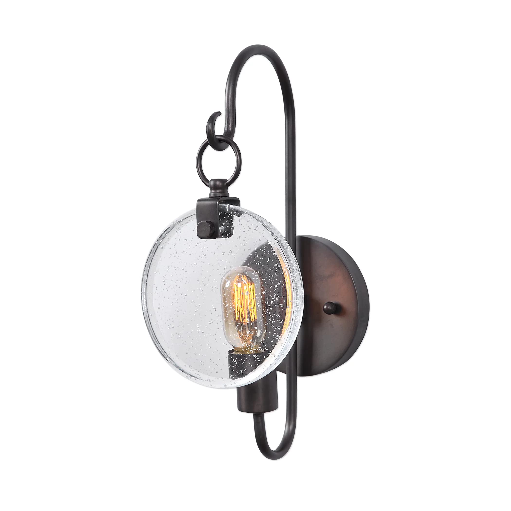 Uttermost Whitten Wall Sconce - 1 Light, Acid Oxidized Dark Bronze, 7inW x 7.5inD x 17inH, Model 22520, Other Material