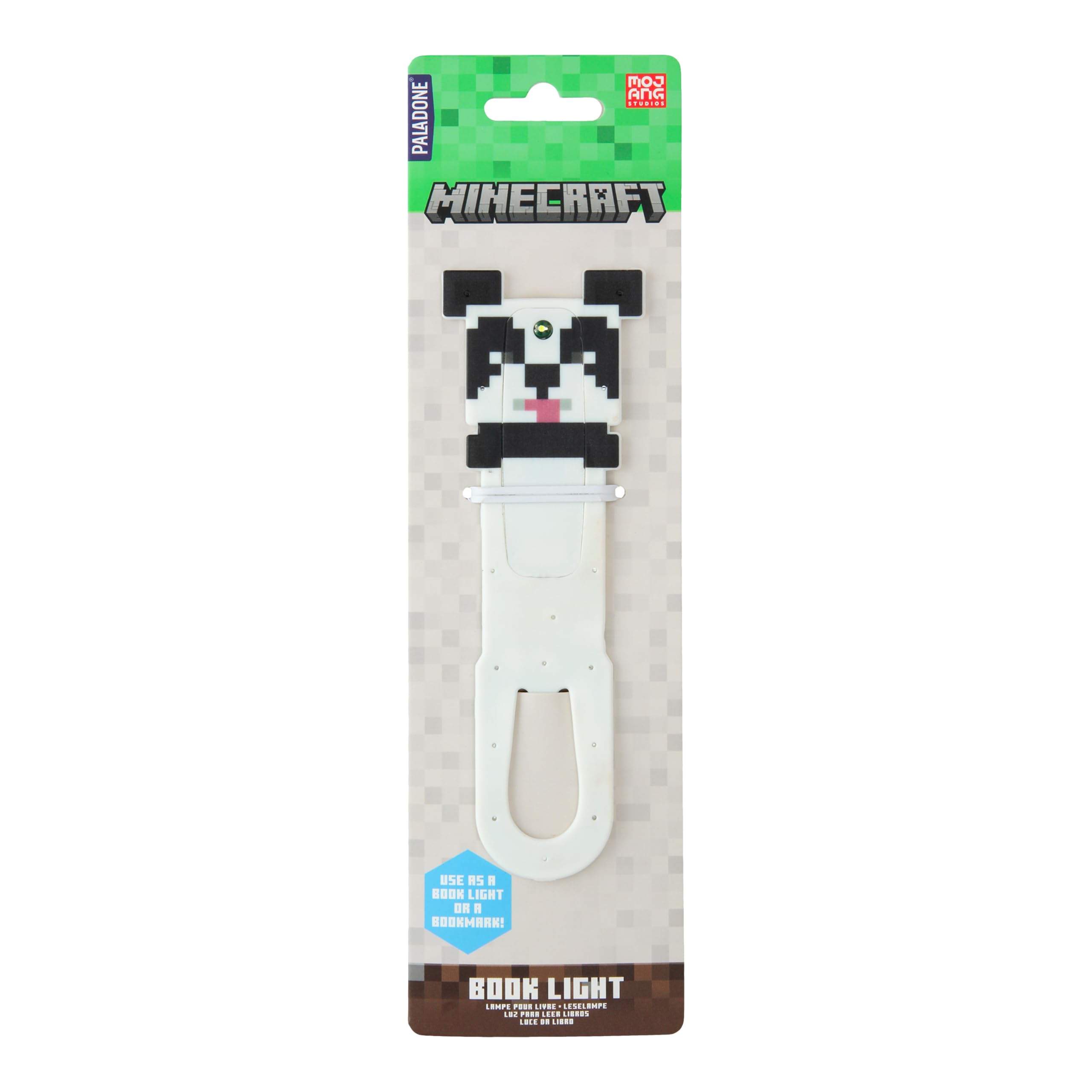 Paladone Minecraft Panda Clip-On LED Reading Light & Bookmark, Officially Licensed Gifts for Gamers, Book Accessories for Pop Cu