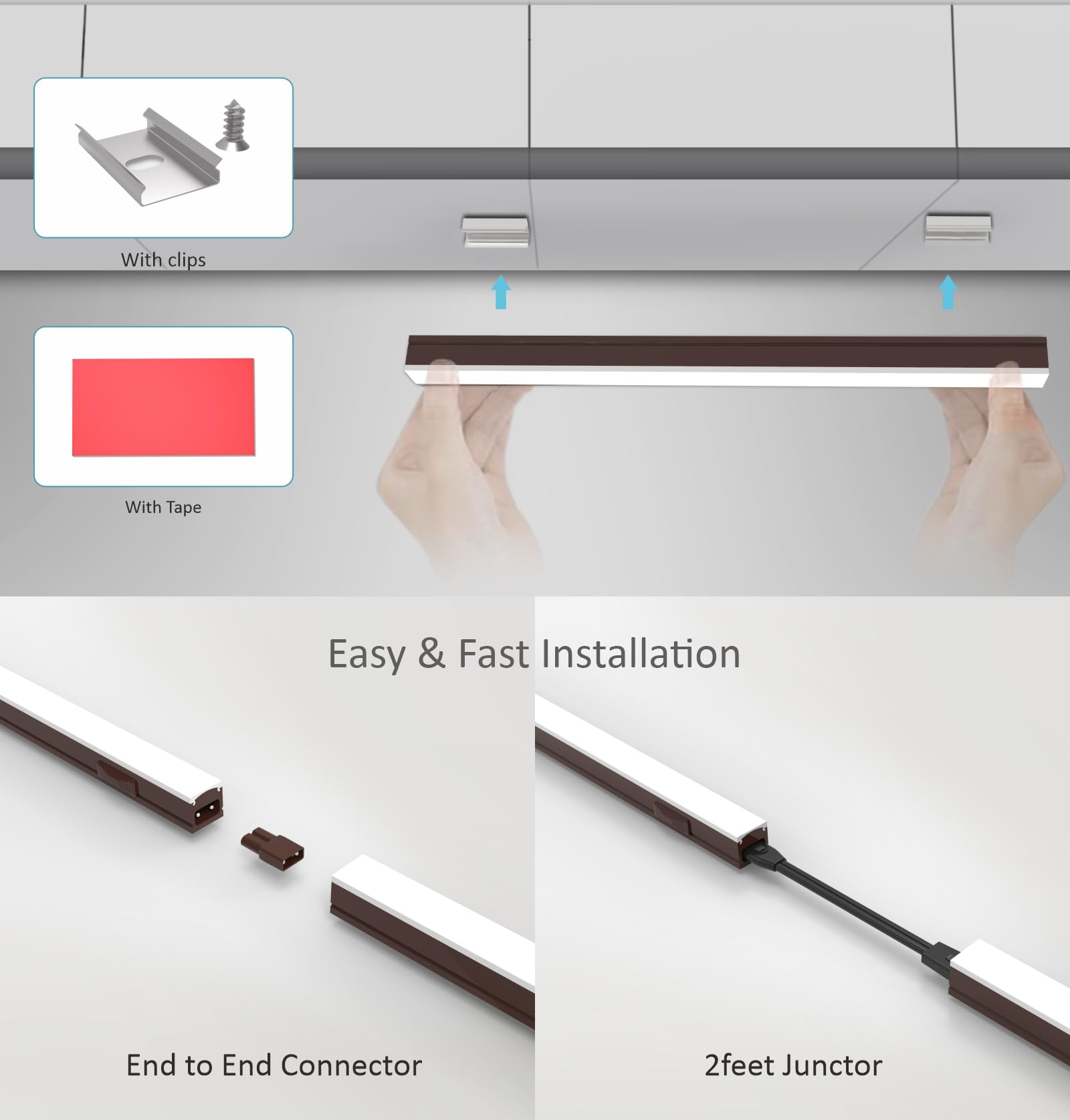 Leetdud Under Cabinet Lighting Plug In  32 Inch 1 Pc  Linkable Ac120V 3Cct 3000K/4000K/5000K Ultra Slim  Led Under Cabinet Lights For Counter Light  Kitchen  Shelf  Sink  Workshop  Desk  Bronze